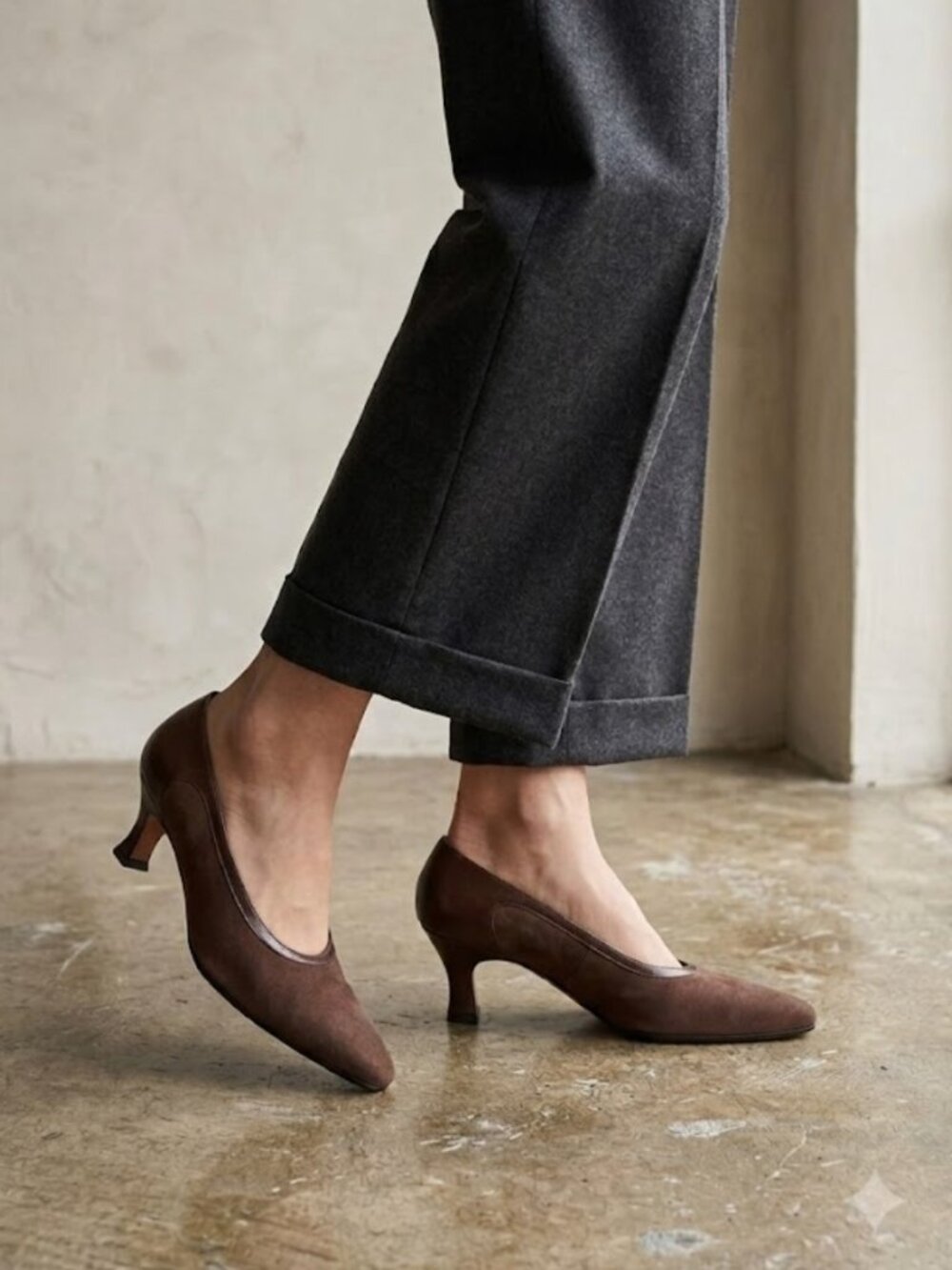 Silvia Fiorentina Brown Suede Pointed-Toe Pumps